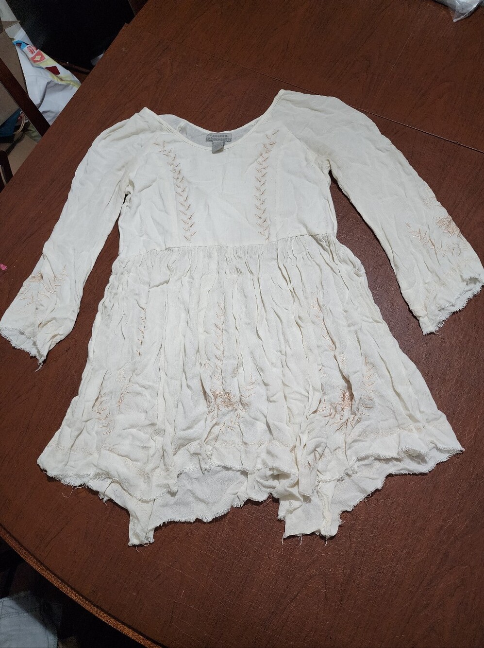 Cost Plus World Market Cream Linen-Blend Dress / Top